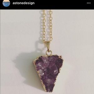 Pale Purple Single Druzy Drop Necklace
